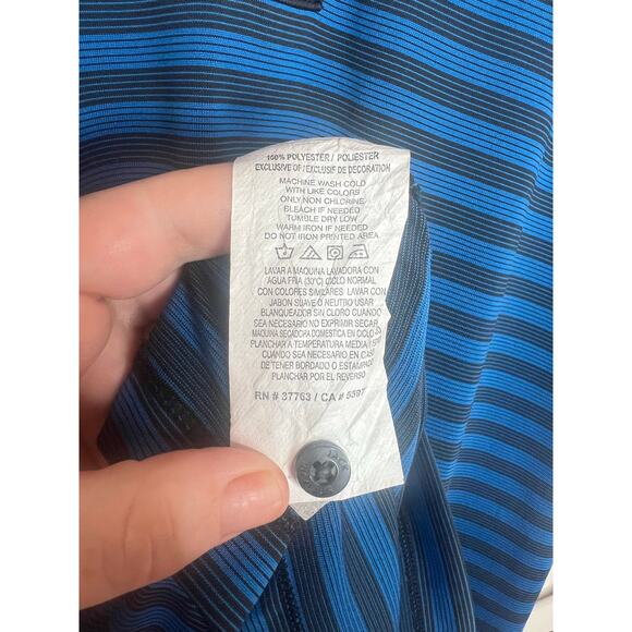Jack Nicklaus Men's Moisture Wicking Golf Blue and Black Striped Polo Size XL - Picture 5 of 8